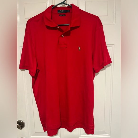 Polo Ralph Lauren Pima Soft Touch Polo Shirt 100% Cotton - Red - Mens Large - Picture 1 of 5